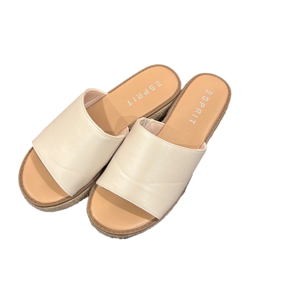 ESPRIT‎ Women Cream White Espadrille Platform Slide Sandals Size 9